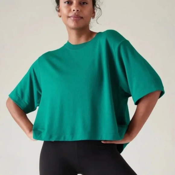 Athleta Bliss Crew Neck Soft Athleisure Sweatshirt Chandail Green Size 1X NWOT - Picture 1 of 8